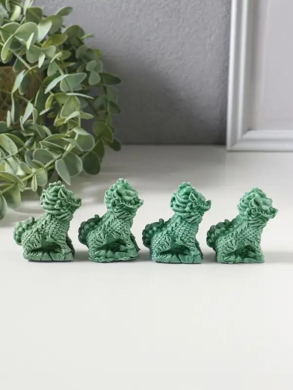 Набор фигурок 4 шт. &laquo;Собаки Фу&raquo;, полистоун, зелёный, 2.3&times;4.5&times;5 см