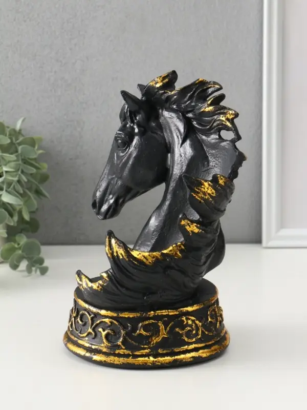 Подставка под бутылку "Лошадь" 23,5х14,5х16 см, чёрный с позолотой