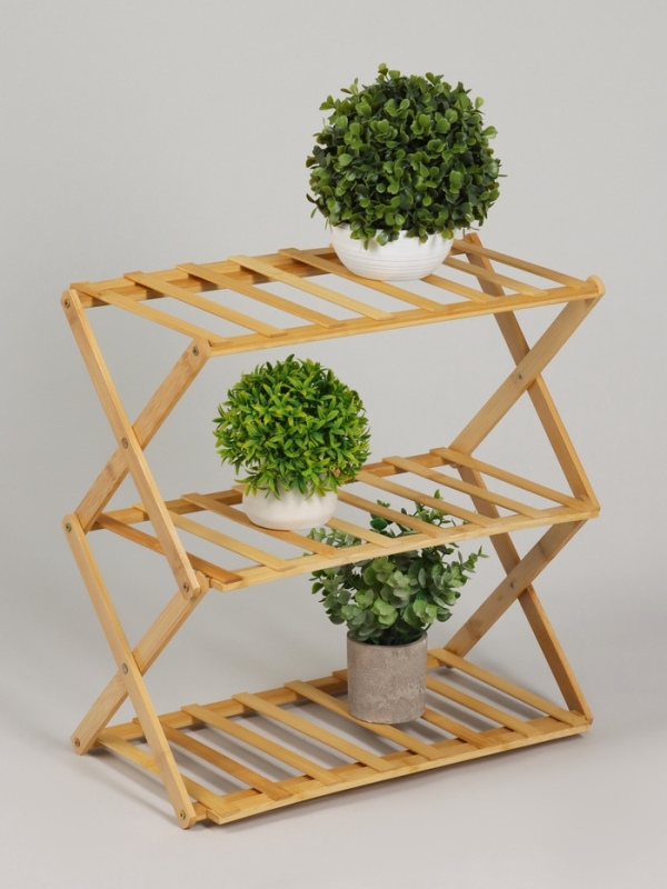 Подставка для цветов Greengo, 3 полки, 50 × 25 × 46 см, напольная, бамбук Подставка для цветов Greengo, 3 полки, 50 × 25 × 46 см, напольная, бамбук