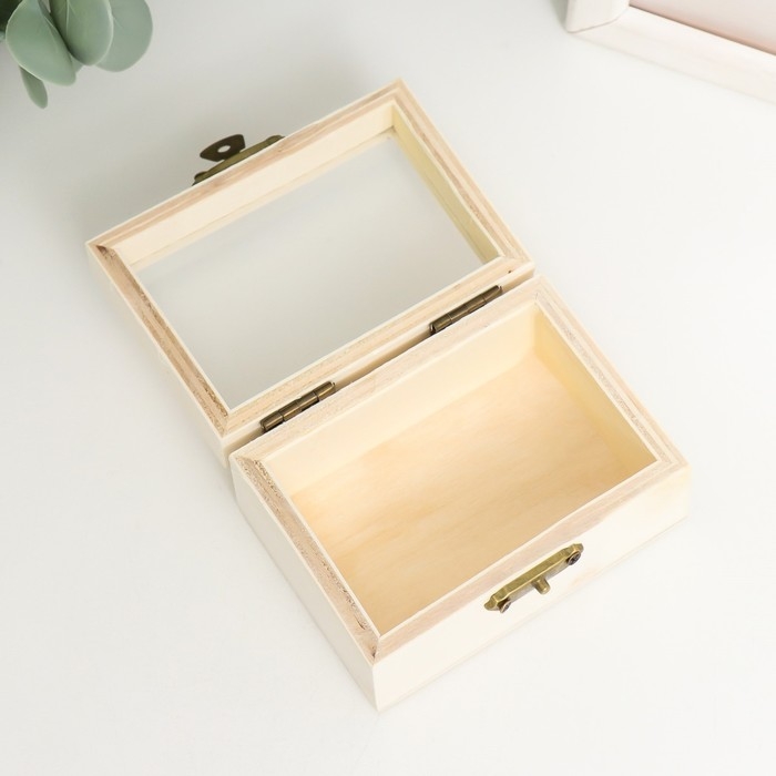 Шкатулка для росписи дерево со стеклянной вставкой 8,5х6,5х4,5 см Шкатулка для росписи дерево со стеклянной вставкой 8,5х6,5х4,5 см