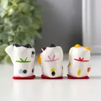 Сувенир керамика "Котики Манэки-нэко" набор 3 шт 4,2х3,6х3,5 см 2,5х9,5х4,5 см
