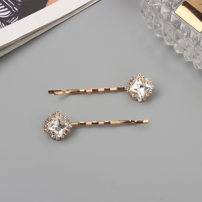 Невидимка для волос «Морвен» (набор 2 шт) нежность, 5 см, золото Невидимка для волос «Морвен» (набор 2 шт) нежность, 5 см, золото