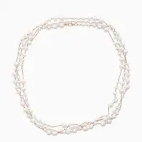 Бусы жемчужные, длинные, d=3.4, 5.6, 8.10, белые в золоте