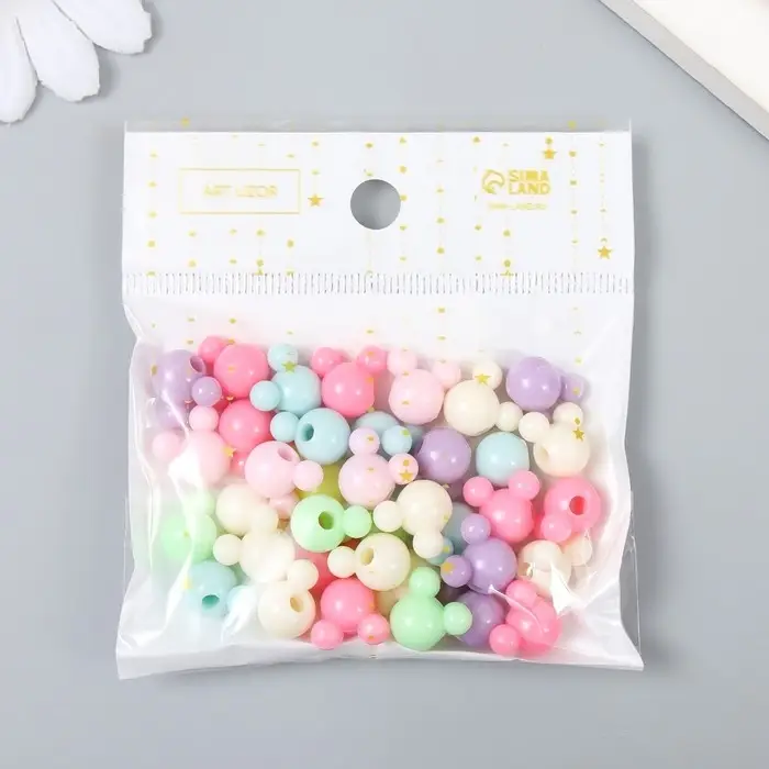 Бусины для творчества пластик  Бусины для творчества пластик "Мишка. Пастельные тона" набор 15 гр 1,1 см