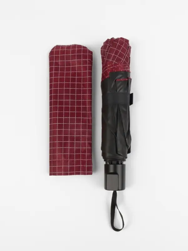 Зонт механический &laquo;Мелкая клетка&raquo;, эпонж, 4 сложения, 8 спиц, R=47/55 см, d=94 см, МИКС