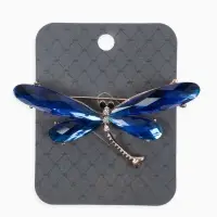 Брошь &laquo;Стрекоза&raquo;, граненые крылья, синяя в золоте