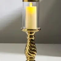 Подсвечник на 1 свечу &laquo;Виток&raquo;, керамика, стекло, d=7.5 см, золото, 9.5&times;9.5&times;32 см