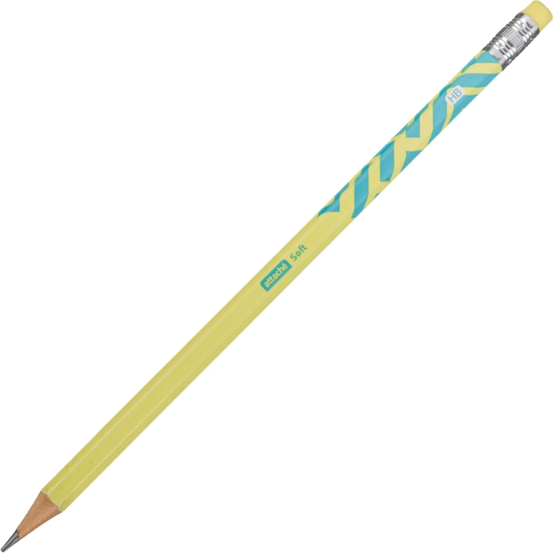 Карандаш чернографитный Attache Soft HB, ласт, шестигр, дерево, в асс