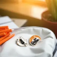 Набор значков (2 шт.) &laquo;Коты на Луне&raquo;, цветной в золоте