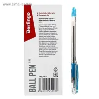 Ручка шариковая Berlingo. I-10, синий стержень, узел 0.4 мм, резиновый упор