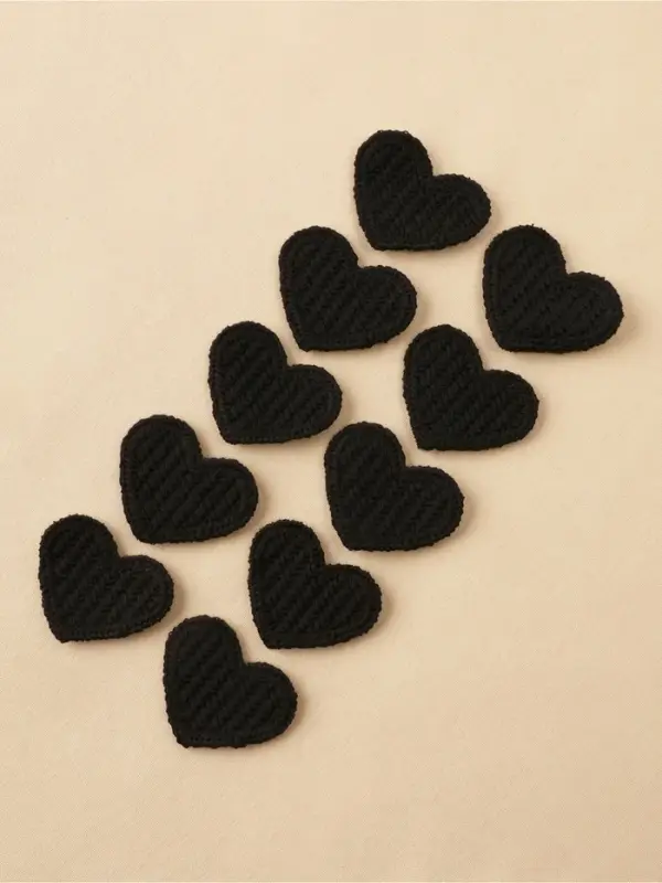 Аппликация для одежды «Сердце», текстильная, 3.5×3 см, 10 шт., чёрная Аппликация для одежды «Сердце», текстильная, 3.5×3 см, 10 шт., чёрная