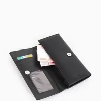 Кошелёк женский на магните, 19&times;3&times;10 см, однотонный, 3 отделения, чёрный