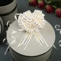 Подарочный Бант - шар №3 три золотых полосы, белый, для упаковки подарков
