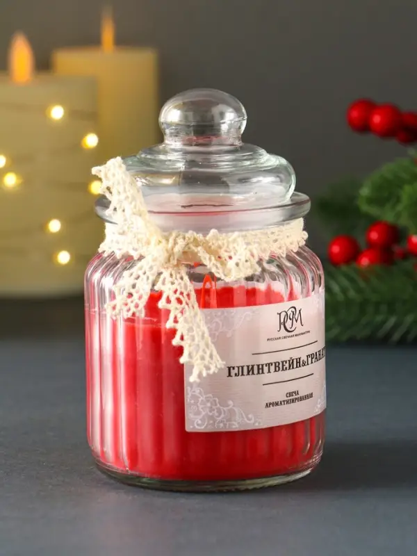 Свеча ароматическая в банке Свеча ароматическая в банке "Глинтвейн&гранат" 45 ч