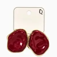 Серьги акрил мятый "Овал", цвет бордовый в золоте