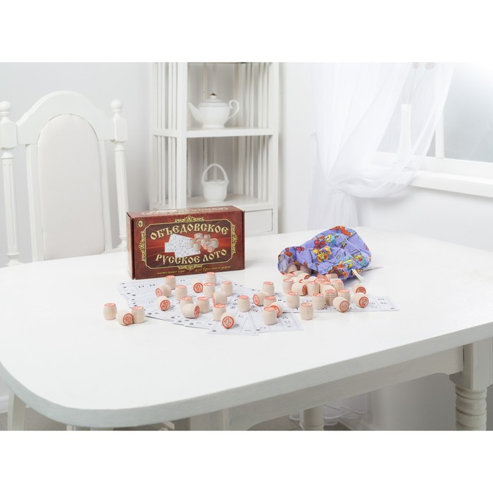 Русское лото деревянное, игра настольная,  Русское лото деревянное, игра настольная, "Для взрослых и детей", 24 карточки, с бочонками