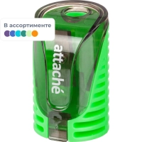 Точилка для карандашей, 1 отв, с контейнером, цв в ассорт, металл, пластик