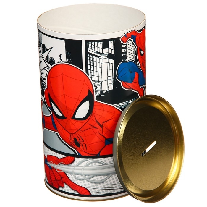 Копилка металлическая, 6,5 см х 6,5 см х 12 см, XXL Копилка металлическая, 6,5 см х 6,5 см х 12 см, XXL "Супер герой", Человек-паук