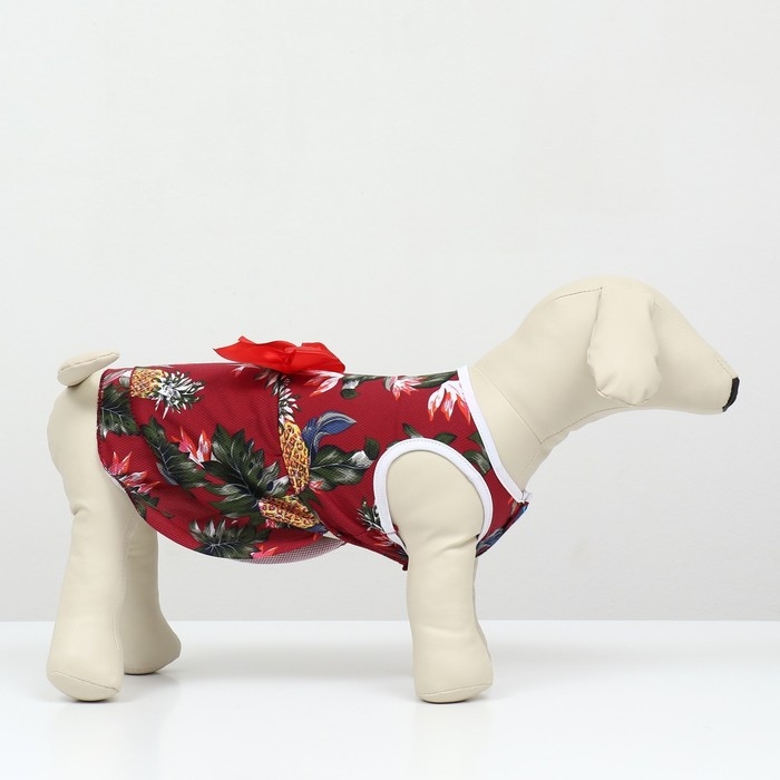 Платье для животных "Тропики», XS (ДС 20, ОГ 30 см), красное