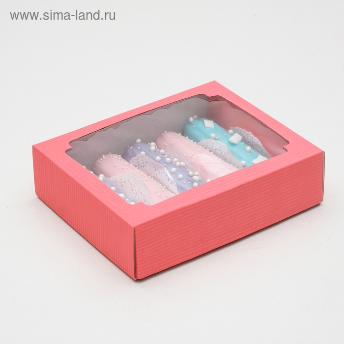 Коробка сборная, крышка-дно, с окном, розовая, 18 х 15 х 5 см Коробка сборная, крышка-дно, с окном, розовая, 18 х 15 х 5 см