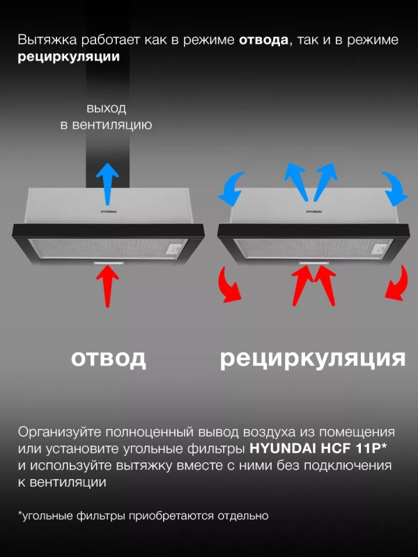 Вытяжка встраиваемая HBH 6235 BG черный Вытяжка встраиваемая HBH 6235 BG черный