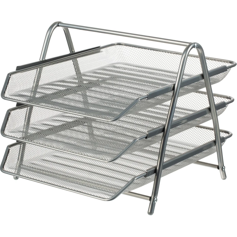 Лоток горизонтальный для бумаг 3секции Attache 265x335x275мм металл серебр