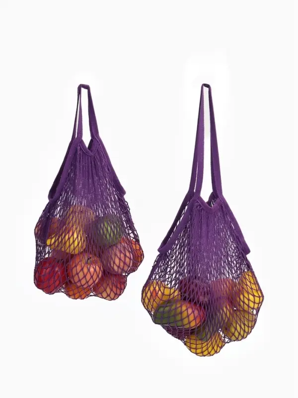 Набор 2 шт.: сумка-авоська плетёная, клетка 1.5 см, фиолетовая