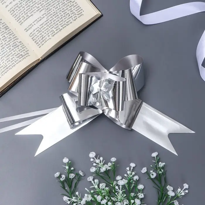 Бант - бабочка №5, серебряный глянец Бант - бабочка №5, серебряный глянец