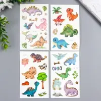 Переводные тату на тело цветные &laquo;Малыши динозаврики&raquo;, с золотом, 12&times;7.5 см, МИКС