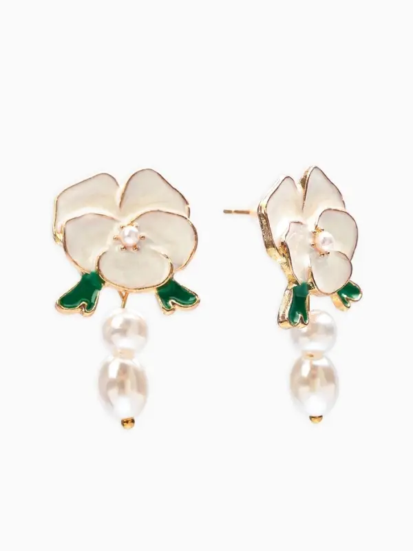 Серьги Серьги "Цветок кувшинки", цвет белый в золоте