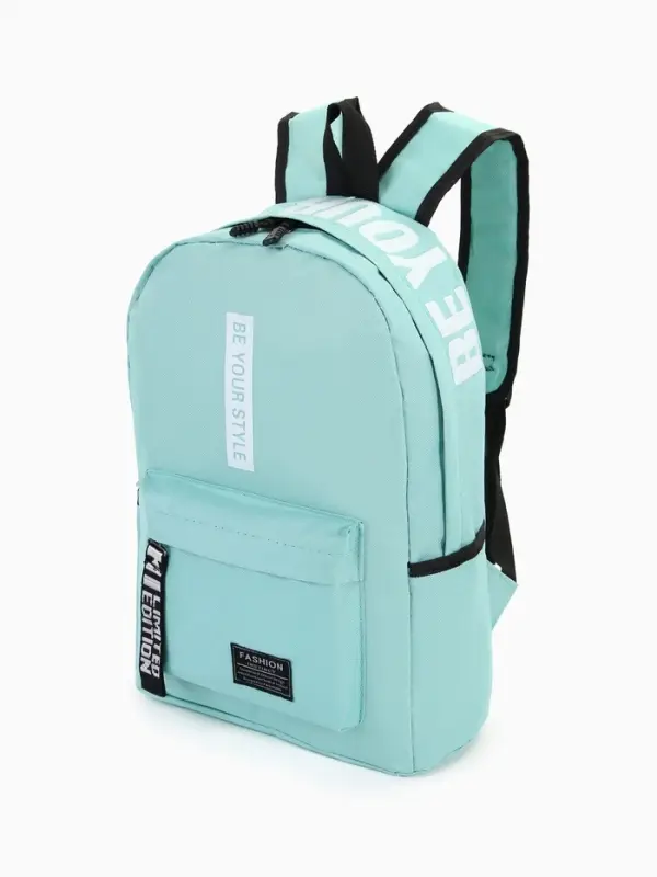 Рюкзак молодёжный на молнии, с карманами, размер 27&times;10&times;37.5 см, мятный