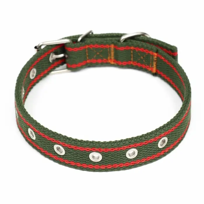 Брезентовый ошейник, 58&times;2.5 см, безразмерный, двухслойный, цвет хаки