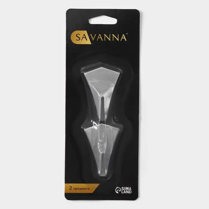 Крючки самоклеящиеся SAVANNA «Кристалл», 2 шт., металл, 4.4×3×2 см, хромированные