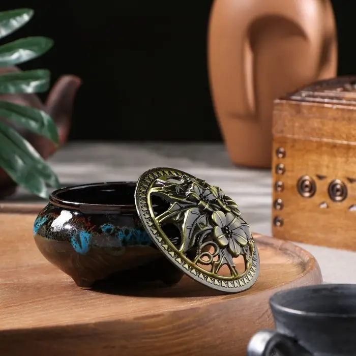 Курильница для благовоний, подставка для конусов TAKE IT EASY «Древняя», 6.5×9.5 см, синяя Курильница для благовоний, подставка для конусов TAKE IT EASY «Древняя», 6.5×9.5 см, синяя