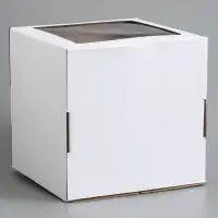 Коробка для торта, кондитерская, белая, с окном 30&times;30&times;30 см Набор 10 шт.