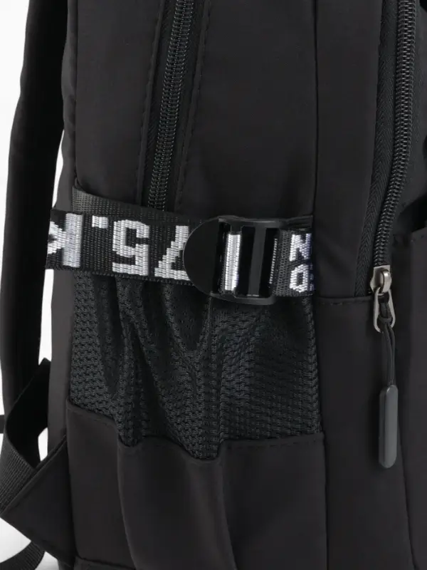 Рюкзак школьный на молнии, с карманами, принтом, размер 28×11×41 см, чёрный/голубой/белый Рюкзак школьный на молнии, с карманами, принтом, размер 28×11×41 см, чёрный/голубой/белый