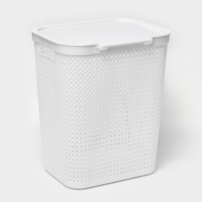 Корзина бельевая с крышкой «Пирула», 55 л, 42×34×54 см, цвет белый Корзина бельевая с крышкой «Пирула», 55 л, 42×34×54 см, цвет белый