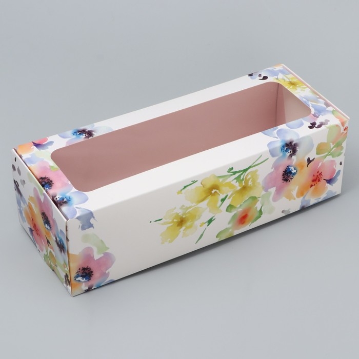 Кондитерская упаковка, коробка для кекса с окном, «Цветочная гамма», 26 х 10 х 8 см Кондитерская упаковка, коробка для кекса с окном, «Цветочная гамма», 26 х 10 х 8 см