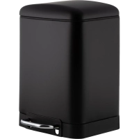 Ведро мусорное с педалью и доводчиком Luscan 6л, черное,прямоуг,металл