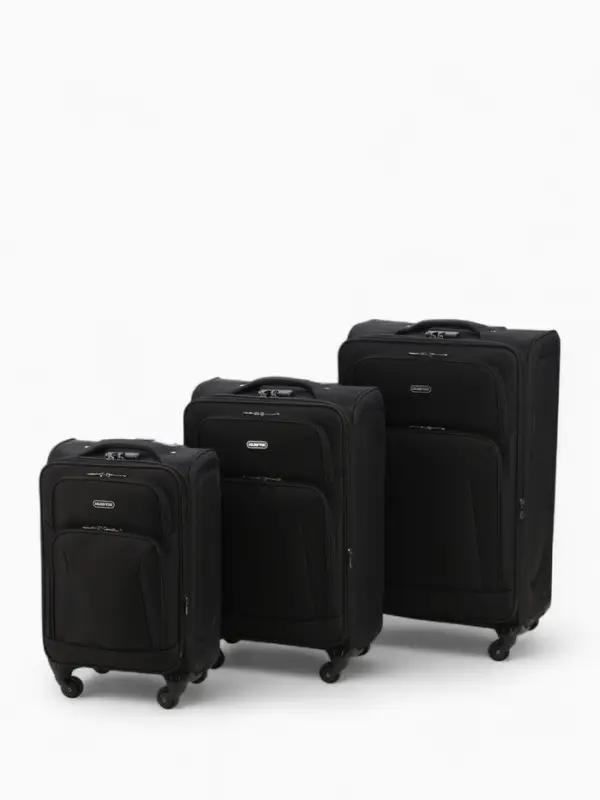 Чемодан 24 Чемодан 24", Текст, 42*26*66, отд на молнии, 2 нар/карм, увелич, код замок, 4 колеса, черный 10875