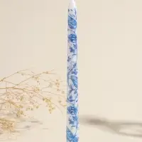 Набор свечей античных, 2,2х25 см, 2 шт "Птица и цветы" сине-белые 8х28х2,3 см