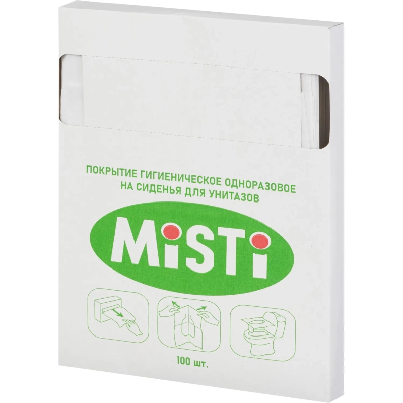 Одноразовые покрытия на унитаз MISTI д/дисп 1/4 слож 100шт/уп