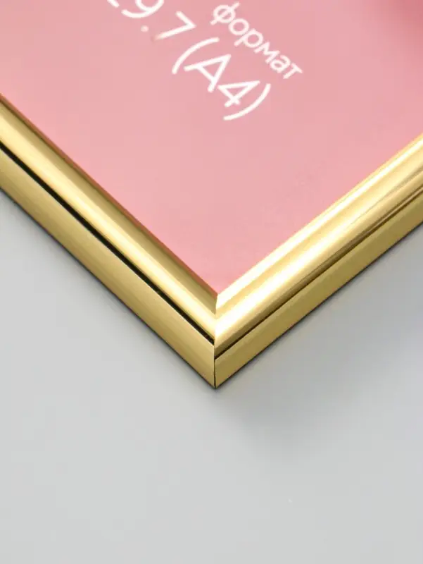 Фоторамка для фото 21х29,7 см (А4) "Oframe", пластик, золото, (пластиковый экран)