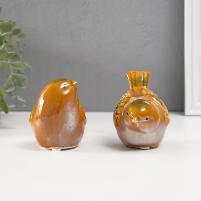 Сувенир керамика " Воробышек с зелёным оперением" МИКС 8х12х6 см