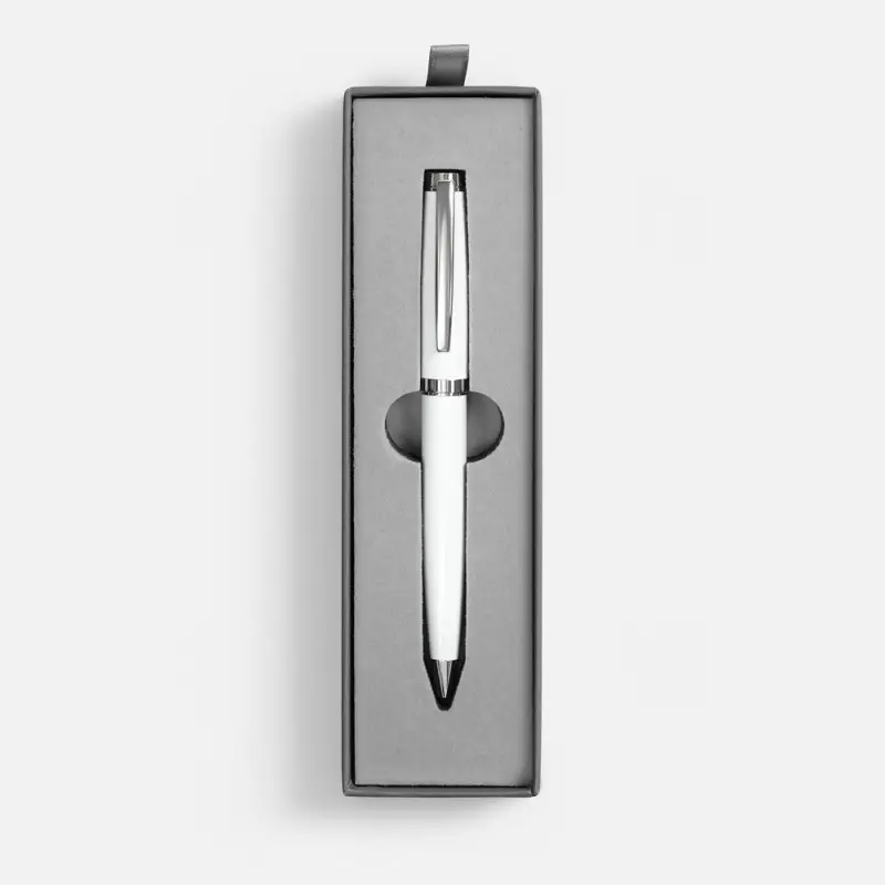 Ручка шариковая Letra Chrome в футляре, белая