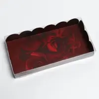 Коробка для печенья, кондитерская упаковка с PVC крышкой, «Розы», 10.5 х 21 х 3 см