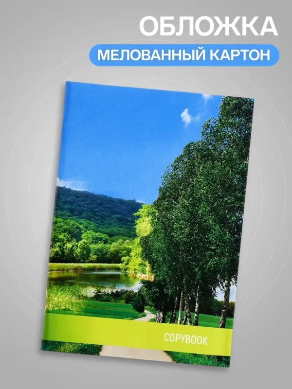 Тетрадь А4, 96 листов в клетку &laquo;Природа&raquo;, серые листы