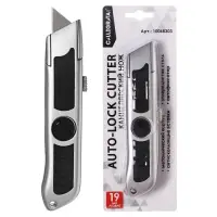 Нож универсальный трапециевидный 19 мм, фиксатор, корпус металл, Zinc-alloy, TOP