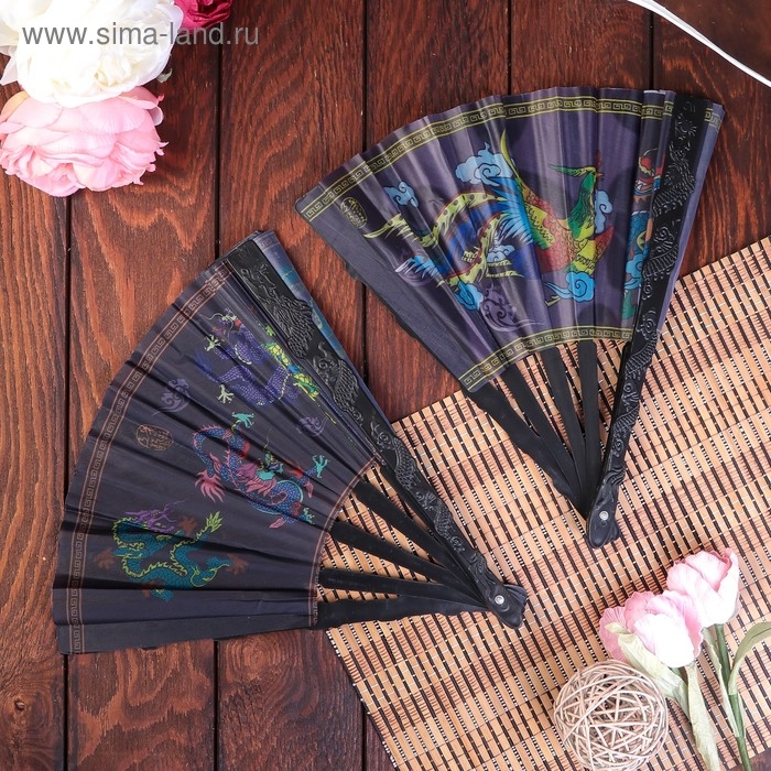 Веер пластик, текстиль  Веер пластик, текстиль "Фен-шуй" МИКС 30 см