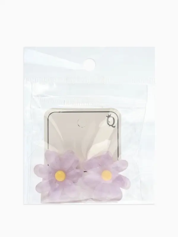 Серьги пластик &laquo;Цветочек летний&raquo;, с блёсткой, фиолетовые